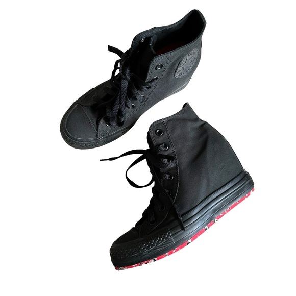 SOLD Converse Chuck Taylor Platform Hidden Heel Wedge Sneakers Black Size US 8 - Picture 2 of 10